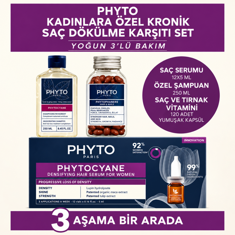 Phyto Kadınlara Özel Kronik Saç Dökülme Karşıtı Set - Yoğun 3'lü Bakım