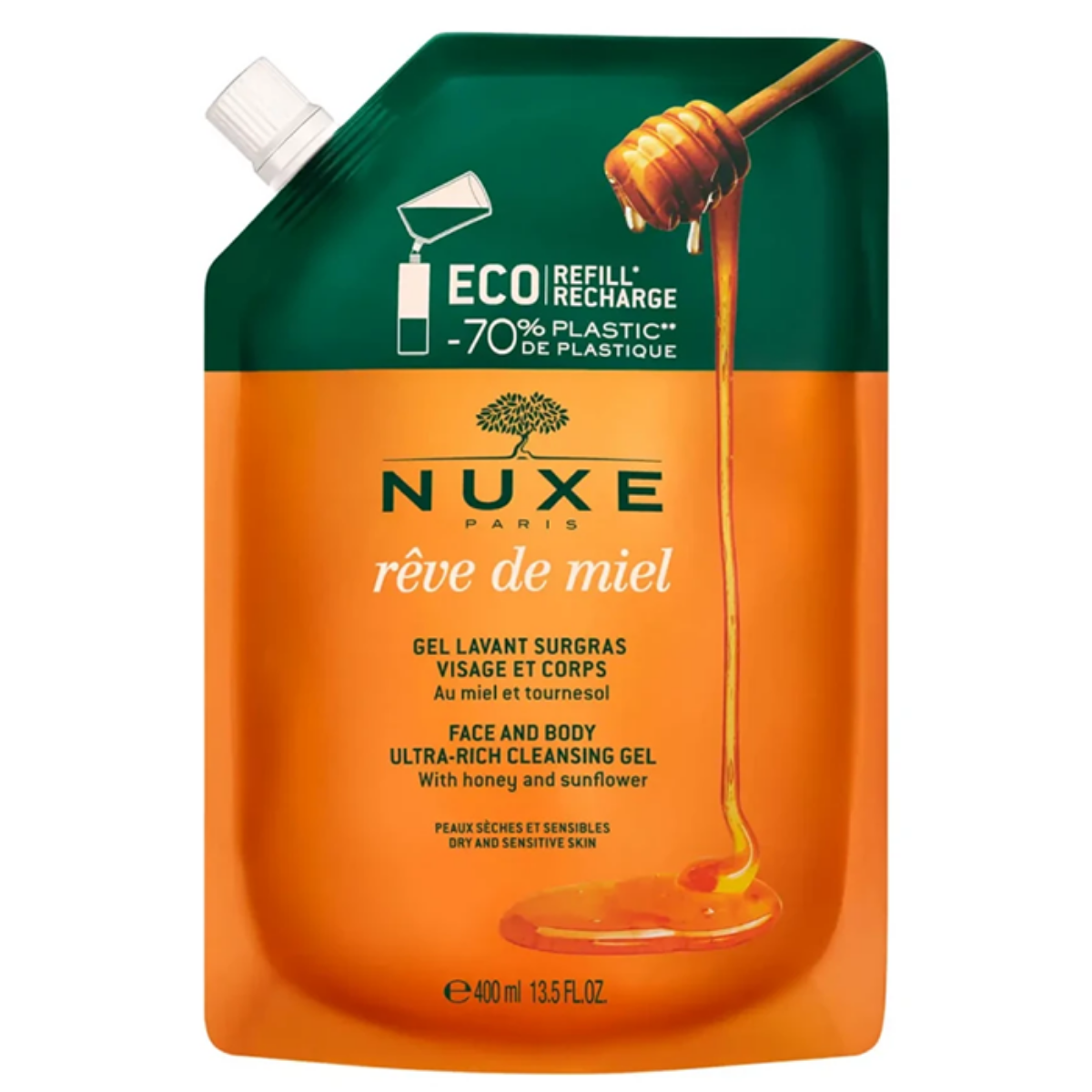 Nuxe Reve de Miel Face and Body Ultra Rich Cleansing Gel 400 ml - Refill