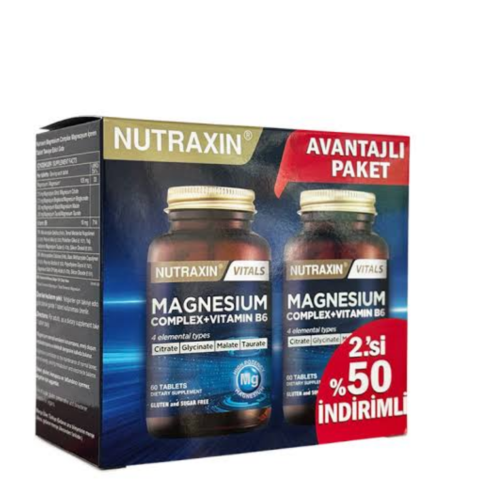 Nutraxin Magnezyum Takviye Edici Gıda 60+60 Tablet - 2.si %50 indiirmli