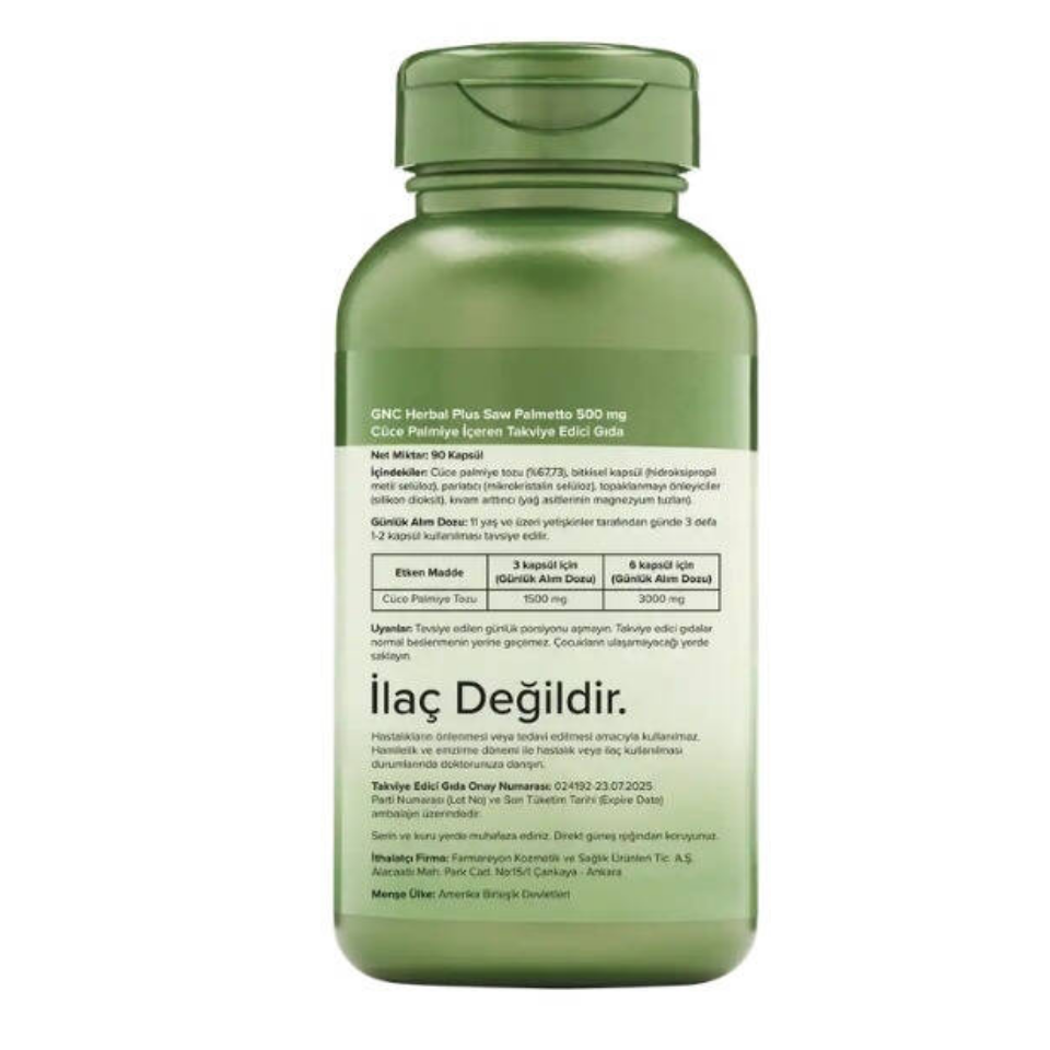 GNC HERBAL PLUS Saw Palmetto 500 mg - 90 Kapsül