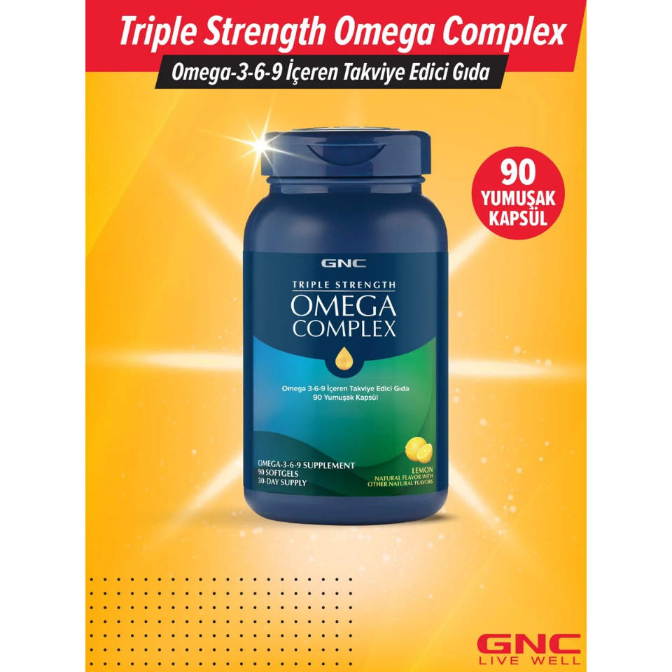 GNC Triple Strength Omega Complex 90 Yumuşak Kapsül