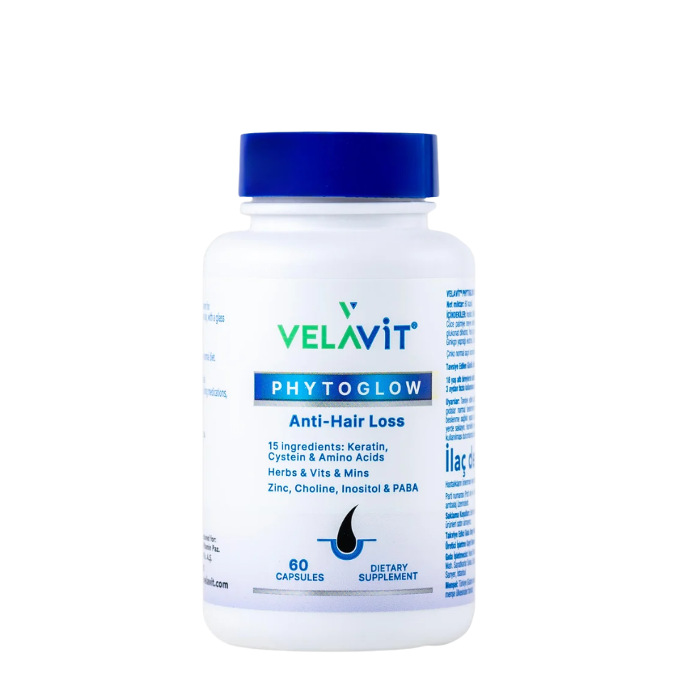 Velavit Phytoglow Anti-Hair Loss - Keratin İçeren Saç Vitamini - 60 Kapsül