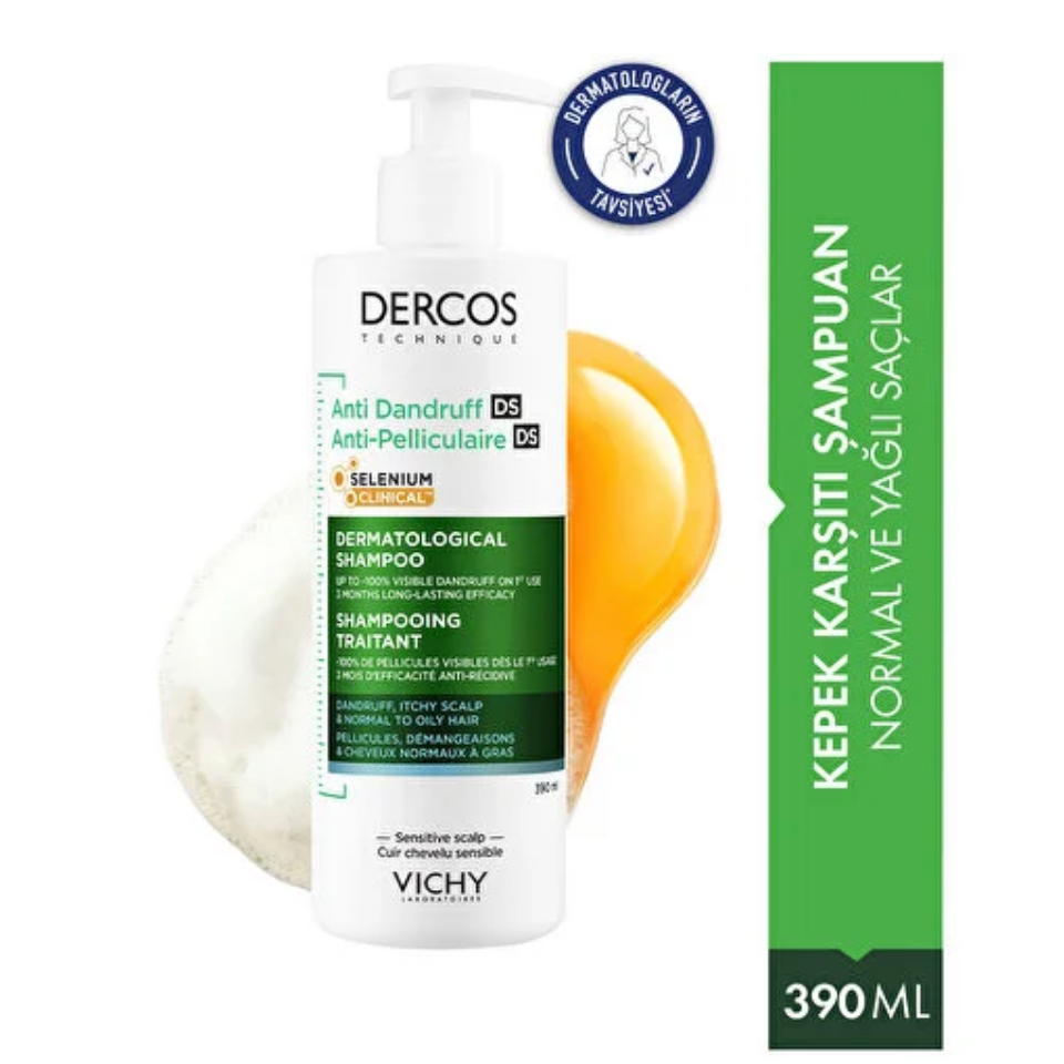 Vichy Dercos Anti Dandruff Kepek Karşıtı Şampuan 390 ml Normal ve Yağlı Saçlar
