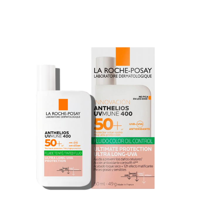 La Roche Posay Anthelios UVmune400 Oil Control Fluide SPF50+ Karma ve Yağlı İçin Renkli Yüz Güneş Kremi SPF50+ 50 ml