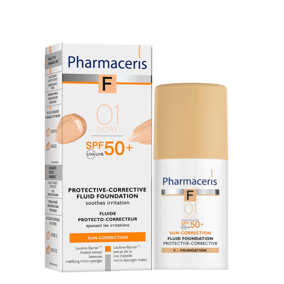 Pharmaceris Sun-Correction Protective&Corrective Fluid Foundation SPF 50+ (01 Ivory)