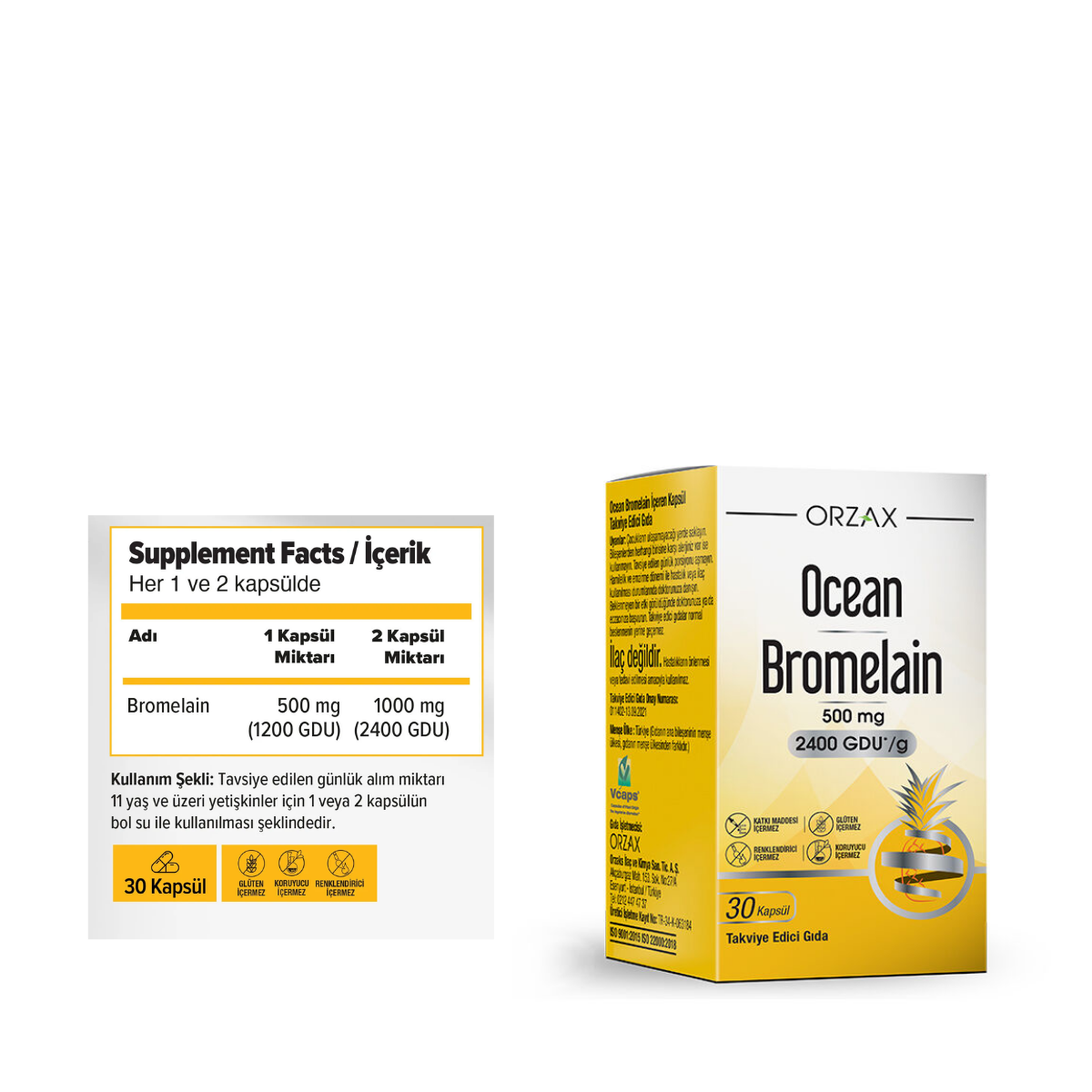 Orzax Ocean Bromelain 30 Kapsül