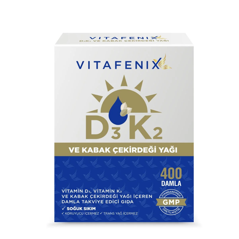 Vitafenix D3K2 ve Kabak Çekirdeği Yağı İçeren Takviye Edici Gıda