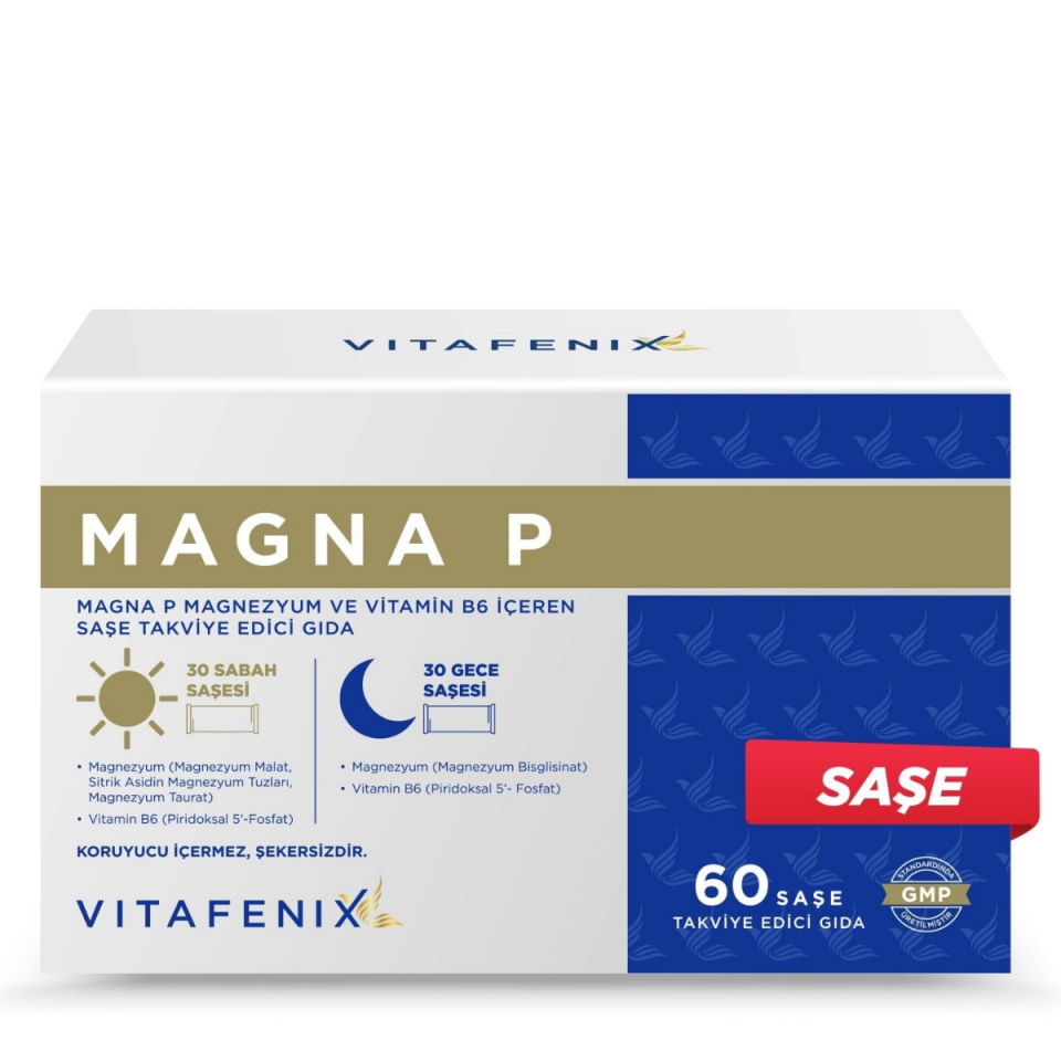 Vitafenix Magna P Magnezyum ve Vitamin B6 İçeren Saşe Takviye Edici Gıda