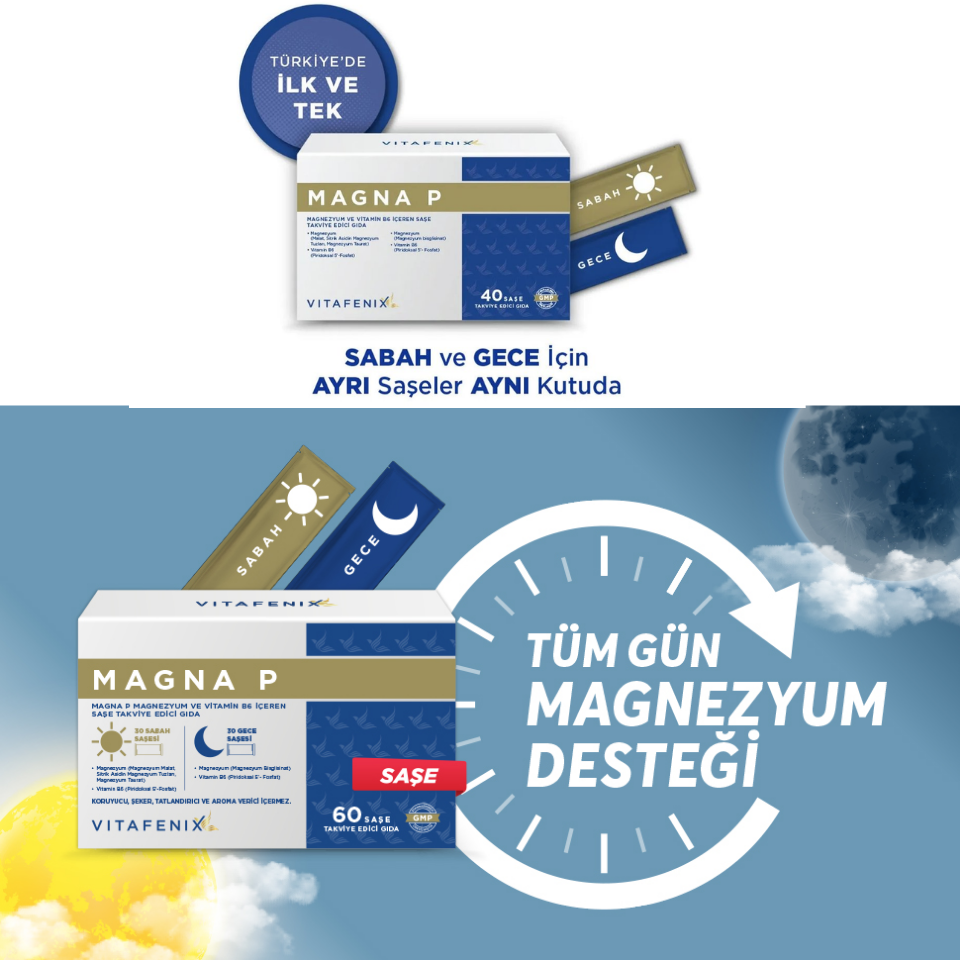 Vitafenix Magna P Magnezyum ve Vitamin B6 İçeren Saşe Takviye Edici Gıda