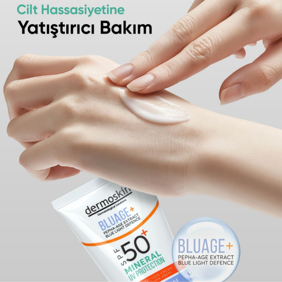 Dermoskin Bluage+ SPF50+ Mineral Filtreli Güneş Koruma Kremi 50 ml