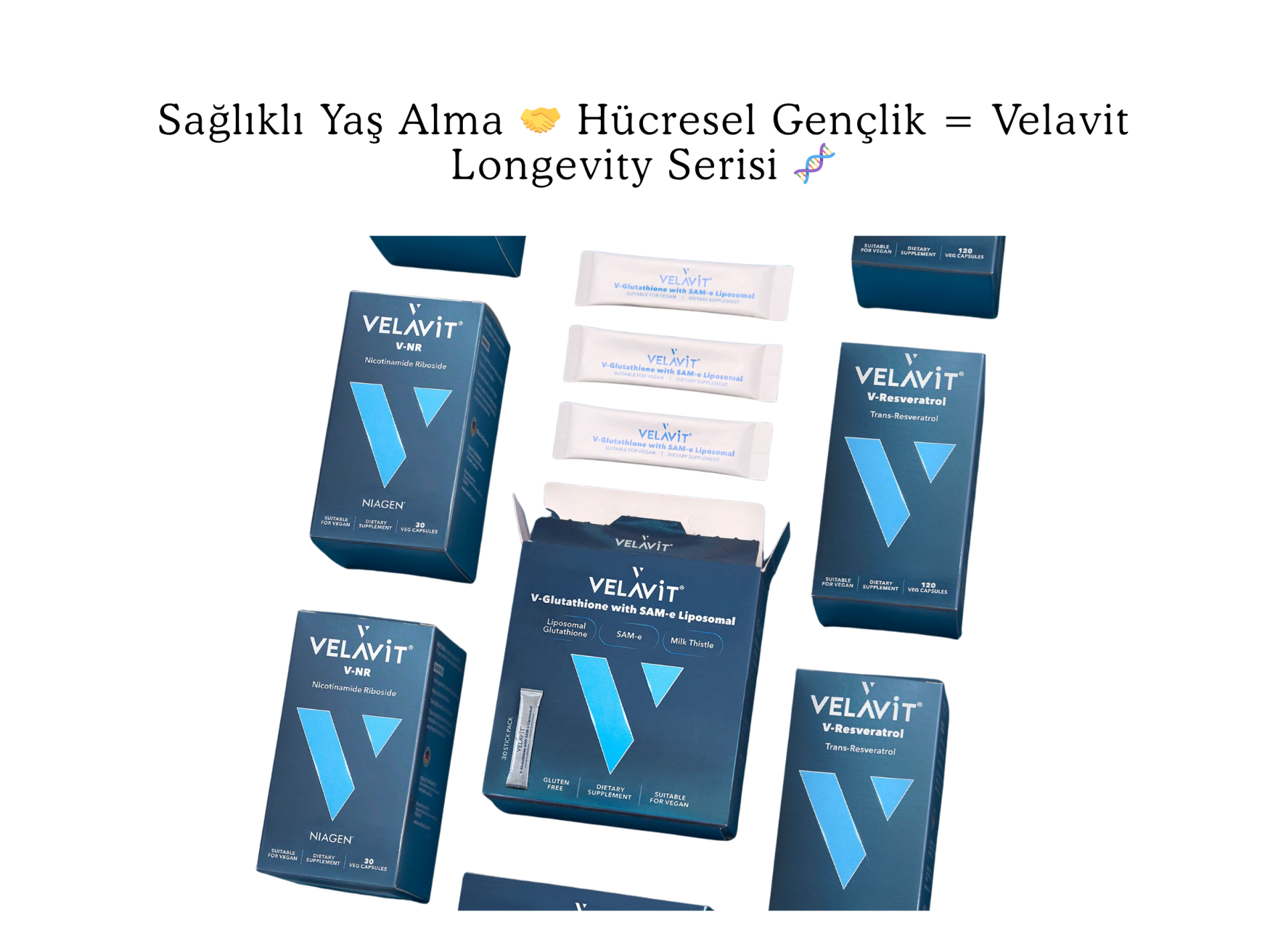Velavit V-NR Nicotinamide Riboside & V-Resveratrol 120 Kapsül &V-Glutathione - 3 ürünlü SET