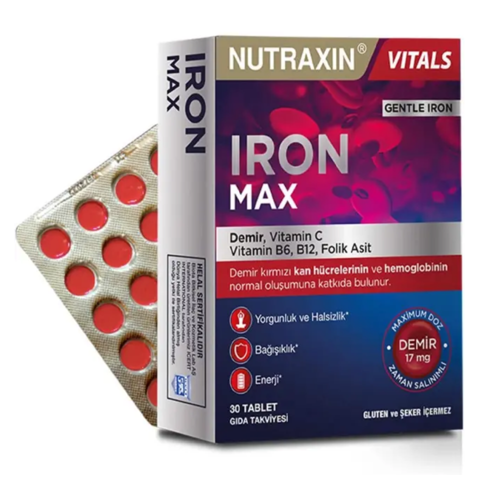Nutraxin Iron Max Takviye Edici Gıda 30 Tablet