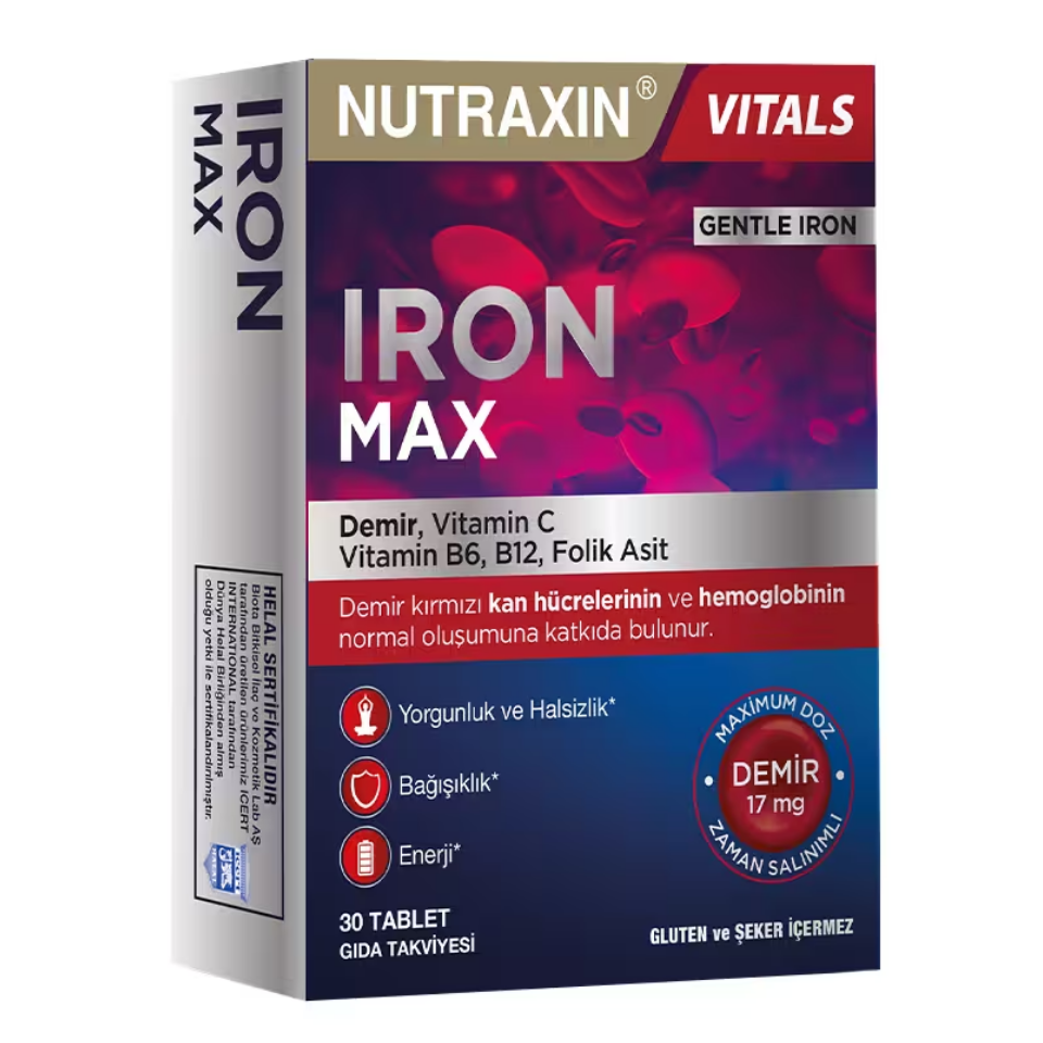Nutraxin Iron Max Takviye Edici Gıda 30 Tablet