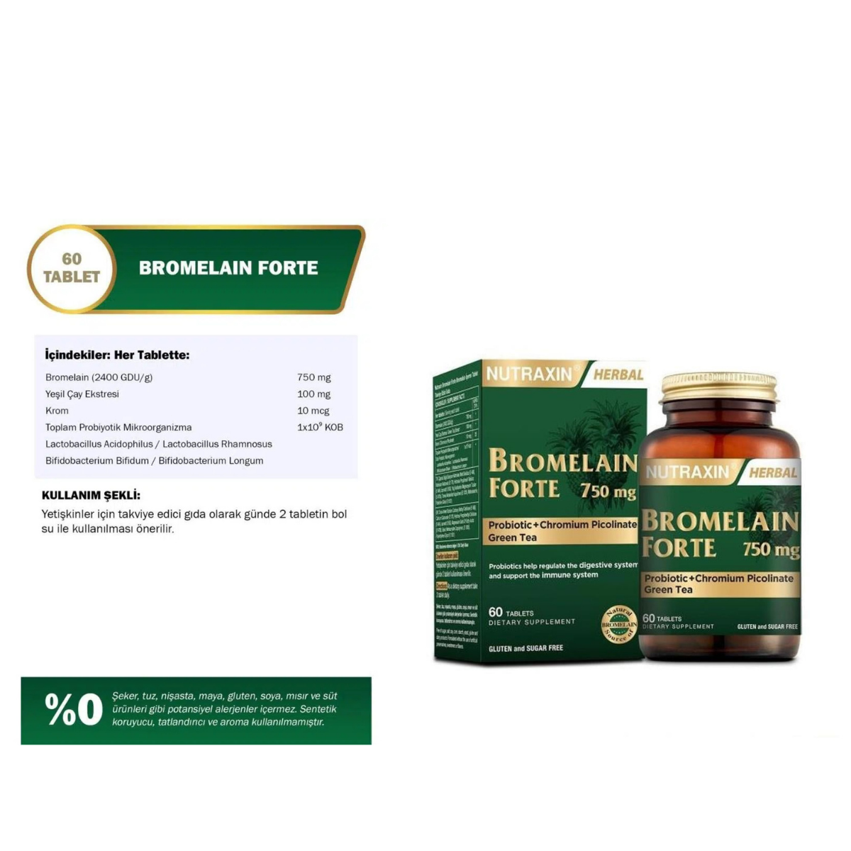 Nutraxin Bromelain Forte 60 Tablet