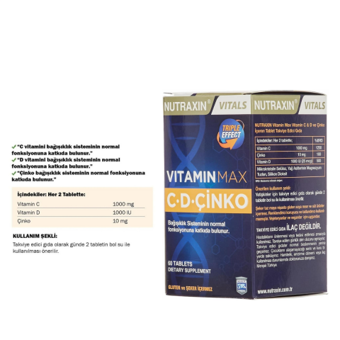 Nutraxin Vitamin Max C.D Çinko 60 Tablet