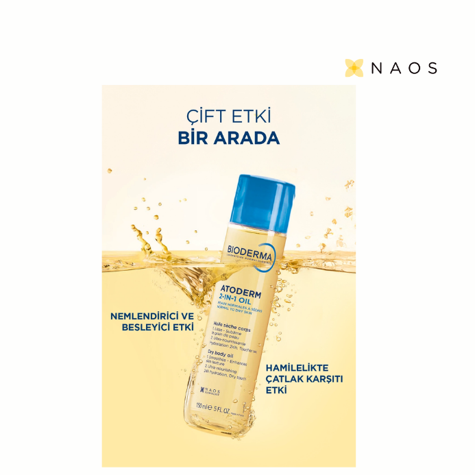 Bioderma Atoderm 2-in-1 Body Oil  Nemlendirici Çatlak Yağı Yüz Vücut Saç 150ml