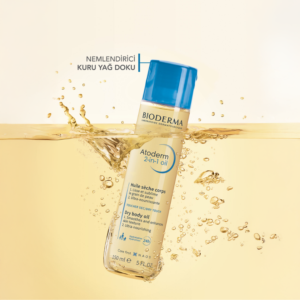 Bioderma Atoderm 2-in-1 Body Oil  Nemlendirici Çatlak Yağı Yüz Vücut Saç 150ml