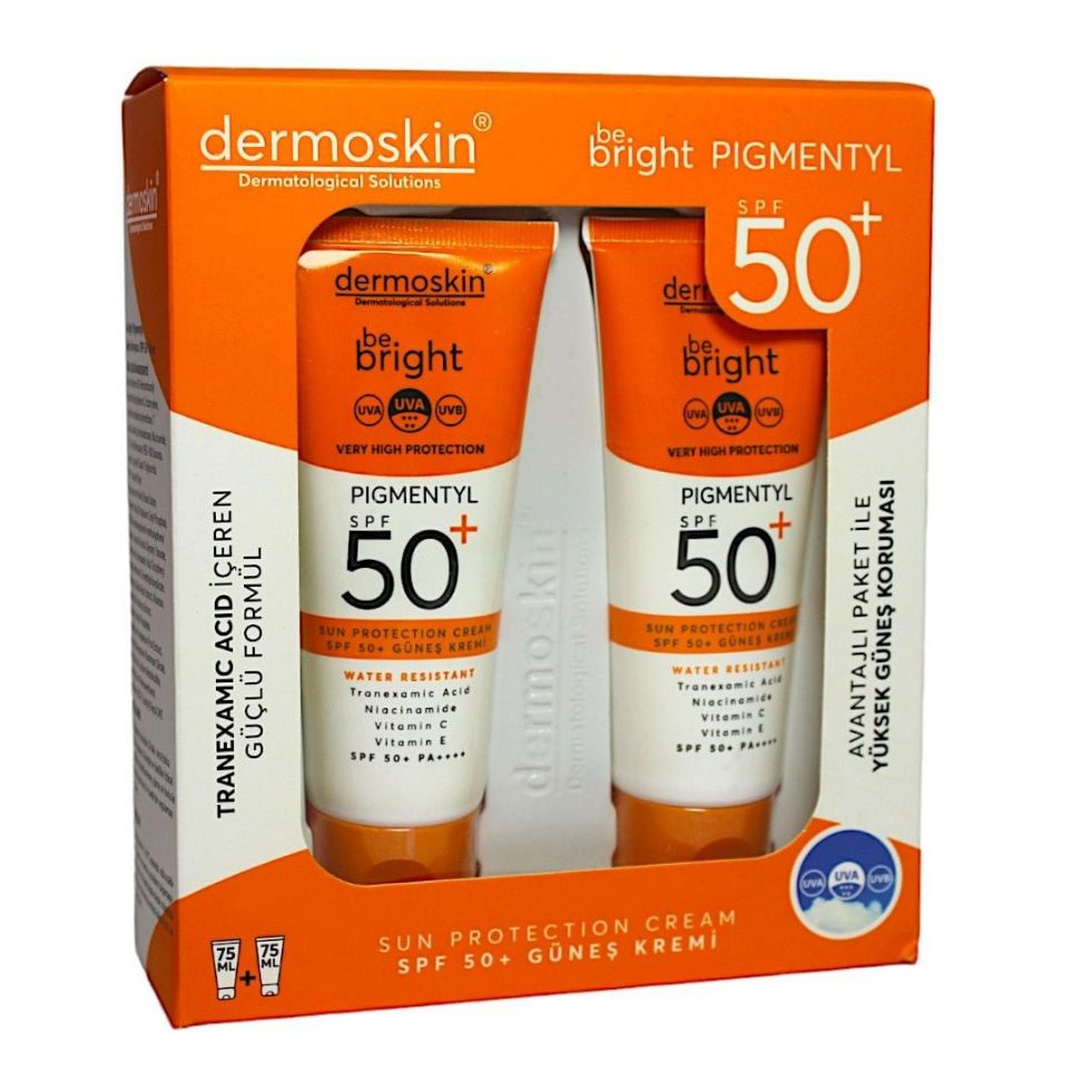 Dermoskin Be Bright Pigmentyl Güneş Kremi SPF50+ 75 ml - İkili Kofre