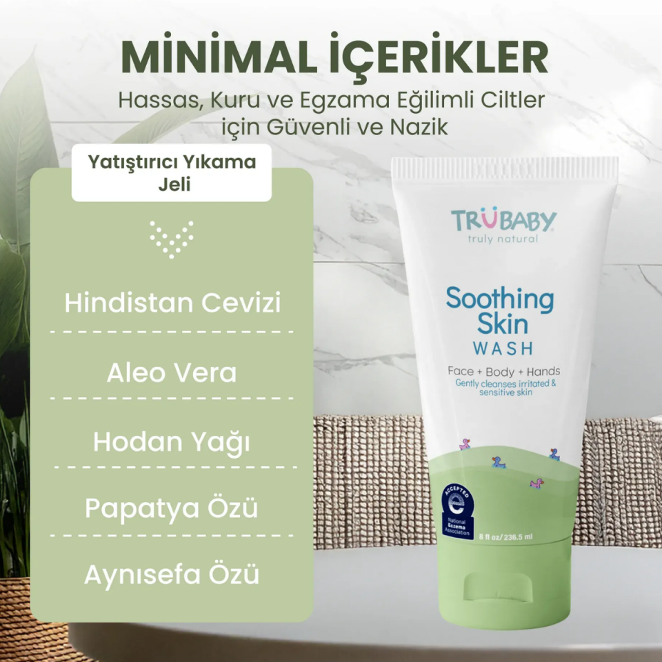 TruKid Egzama Eğilimli Ciltler için Yatıştırıcı Yüz ve Vücut Yıkama Jeli 236.5 ml
