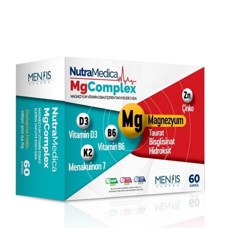 NutraMedica MgComplex Magnezyum Vitamin D3&K2 60 Kapsül