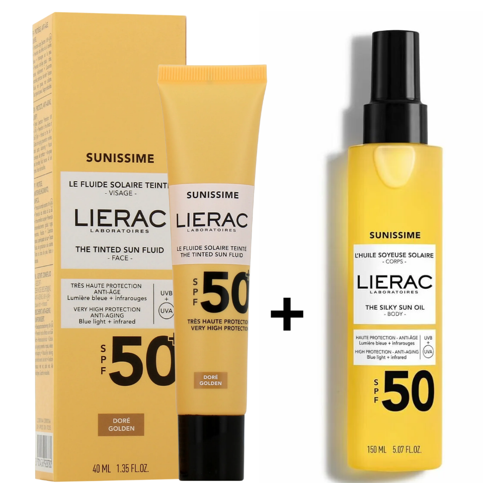Lierac Sunissime The Silky Sun Oil SPF50 Koruyucu Güneş Yağı 150 ml +Lierac Sunissime The Velvety Sun Fluid SPF50+ 40ml