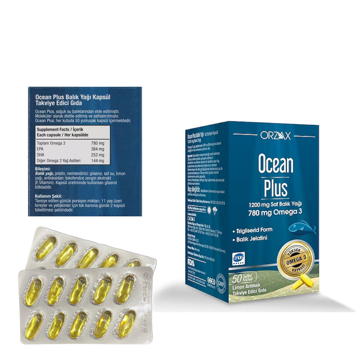 Orzax Ocean Plus Omega 3 1200 mg 50 kapsül