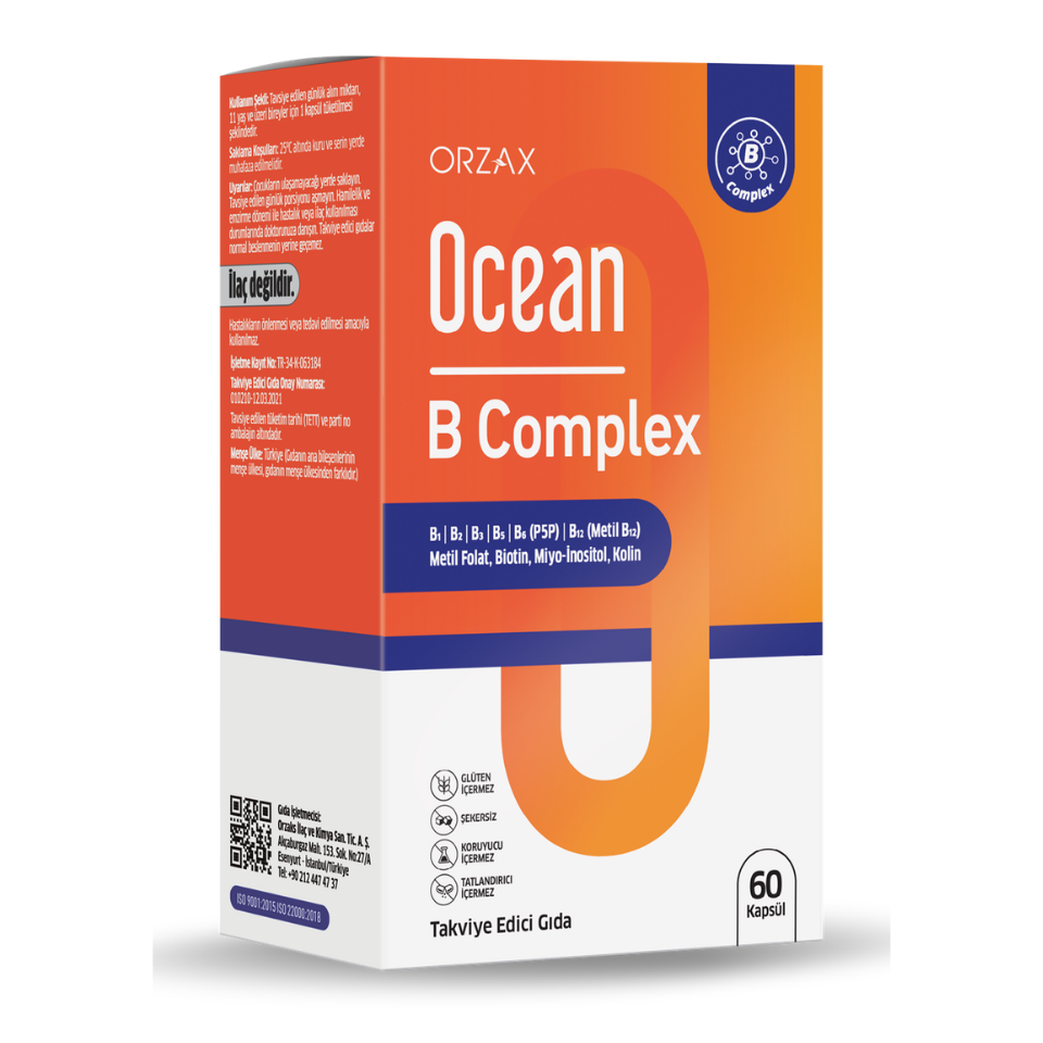 Orzax Ocean B Complex Takviye Edici Gıda 50 Kapsül