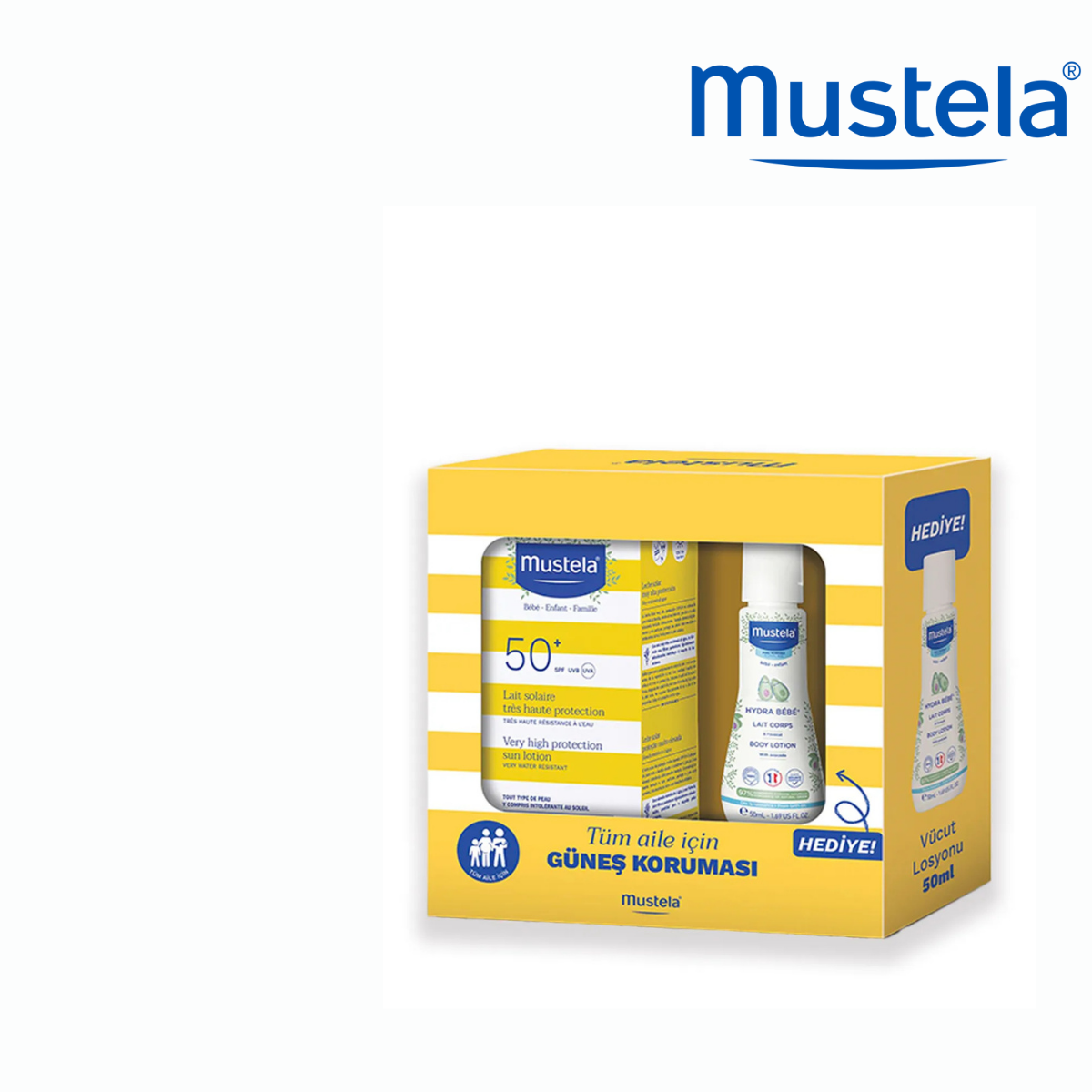 Mustela SPF 50+ Çok Yüksek Koruma Faktörlü Güneş Losyonu 100 ml+Vücut Losyonu Hediyeli!