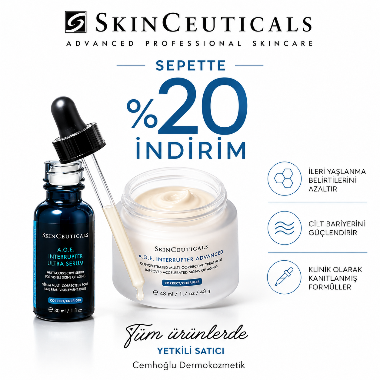 SkinCeuticals Tüm ürünlerde Cerrahoğlu indirimi ve güvencesi sizlerle